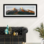 Sunlit Snow Capped Peaks Wall Art