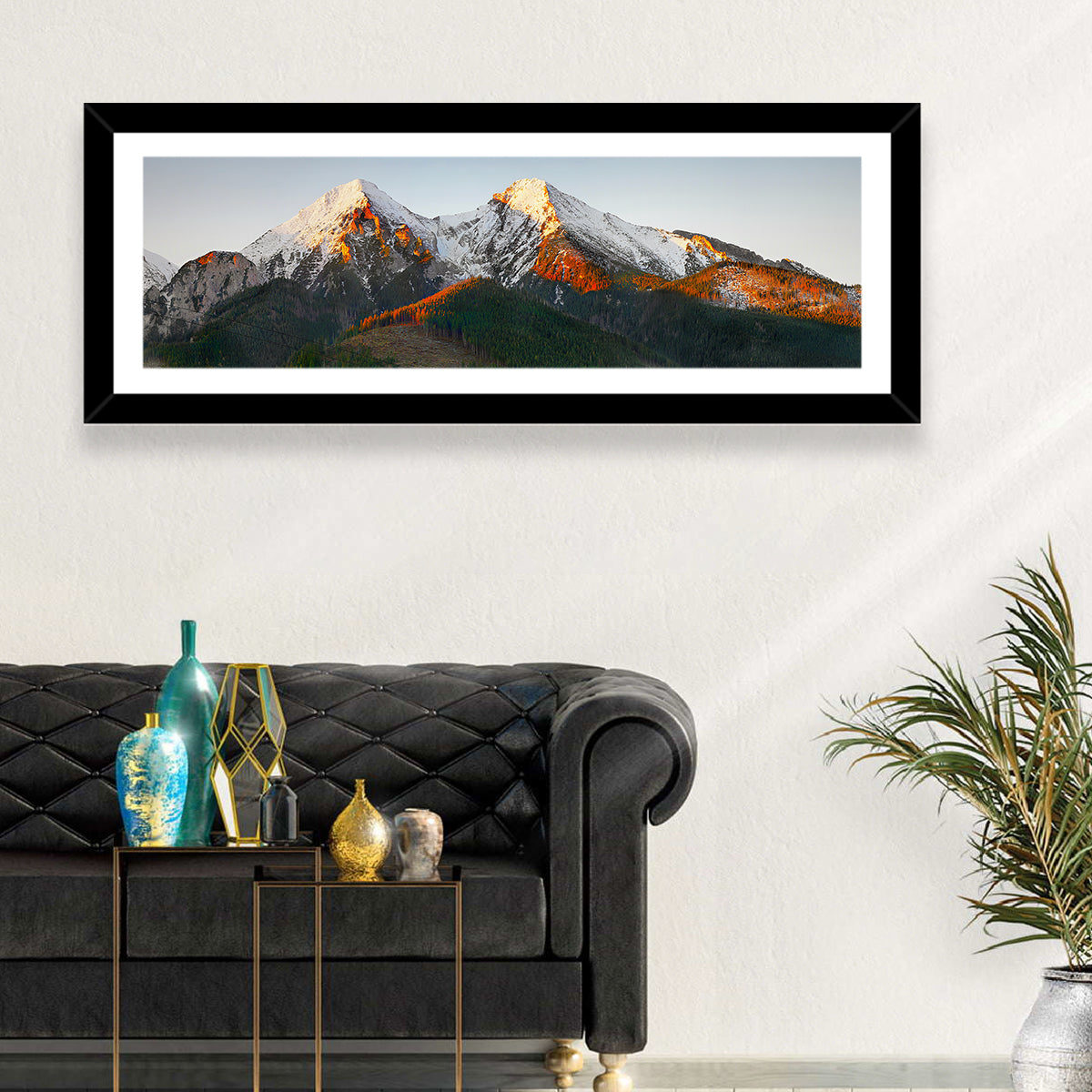 Sunlit Snow Capped Peaks Wall Art