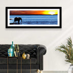 Elephant Silhouette at Beach Sunset Wall Art
