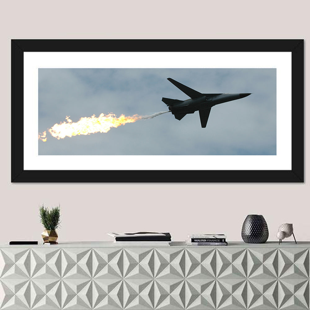 Fighter Jet with Flaming Exhaust Wall Art