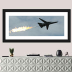 Fighter Jet with Flaming Exhaust Wall Art