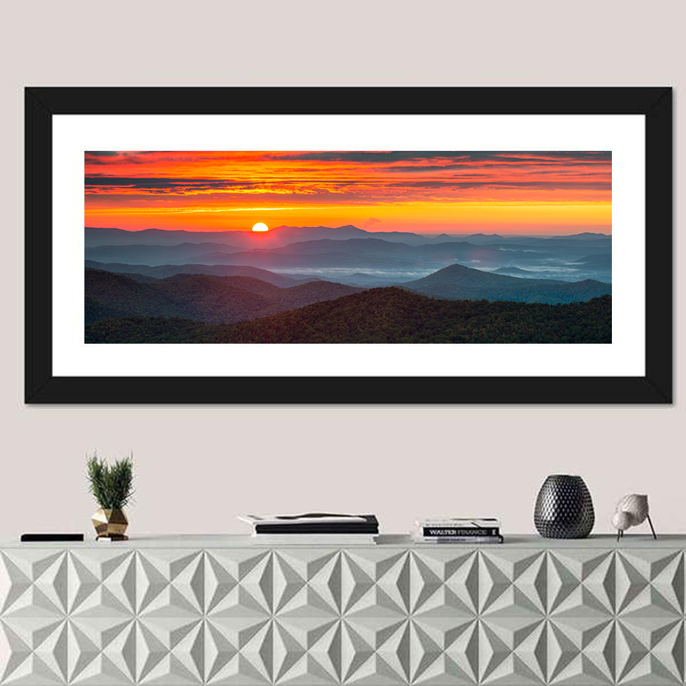 Blue Ridge Sunrise Over Misty Ridges Wall Art
