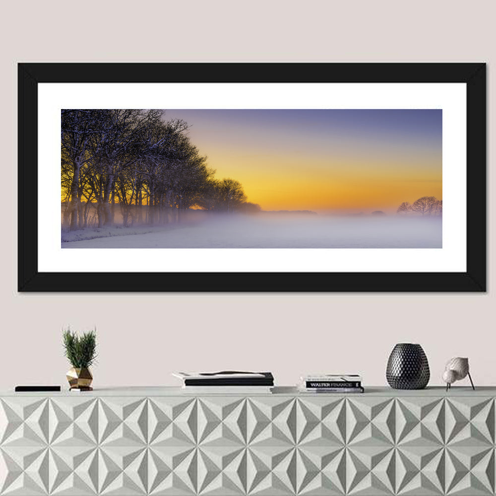 Winter Fog at Sunset Wall Art