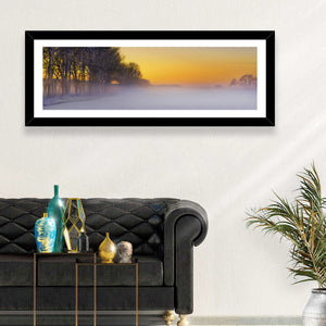 Foggy Winter Sunset Wall Art