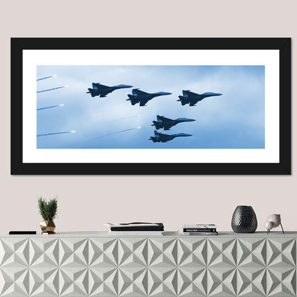 Five Fighter Jets in Formation Wall Art
