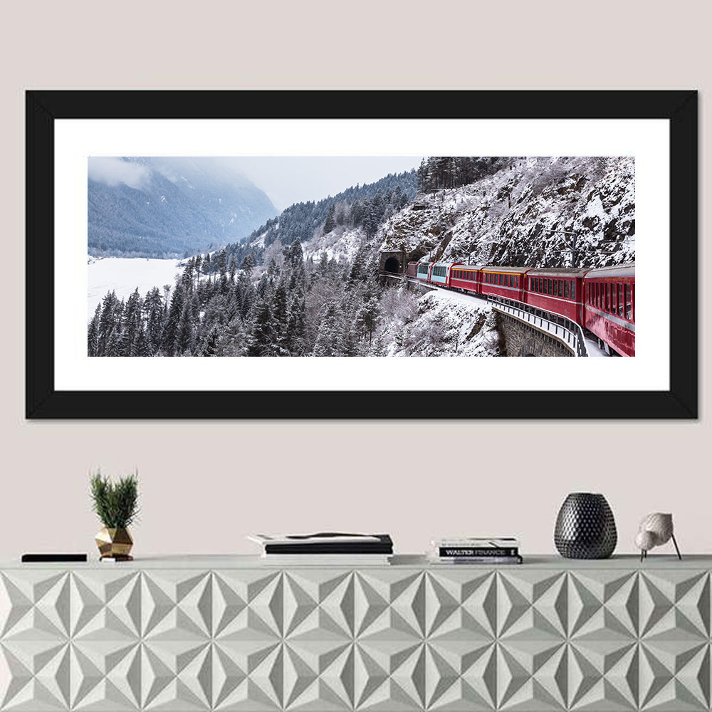 Red Train at Landwasser Viaduct Wall Art