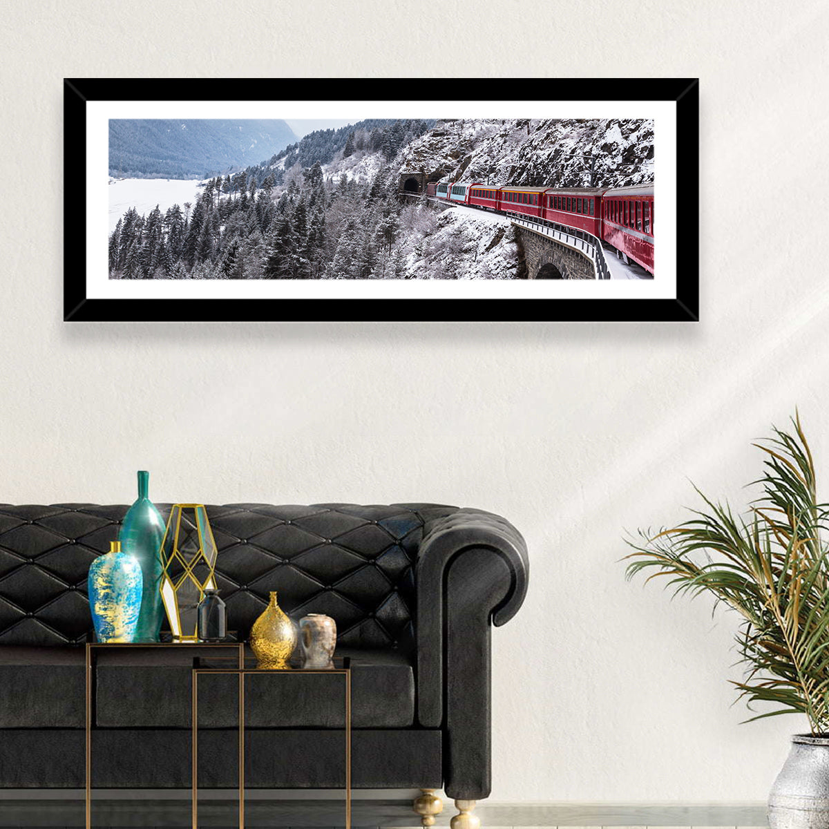 Red Train at Landwasser Viaduct Wall Art