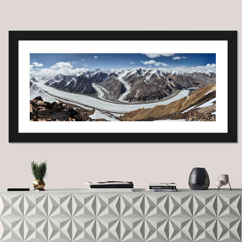 Fedchenko Glacier Valley Wall Art in a room, panoramic