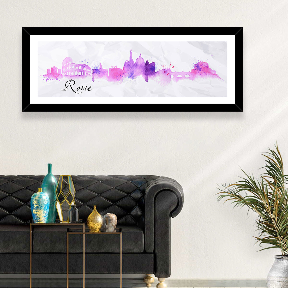 Watercolor Rome Skyline Wall Art