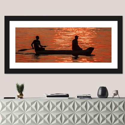 Sunset Canoe Silhouette Wall Art