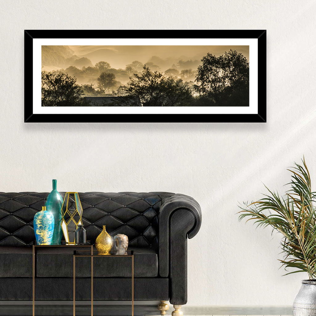 Bronze Morning Mist Over Hills Wall Art