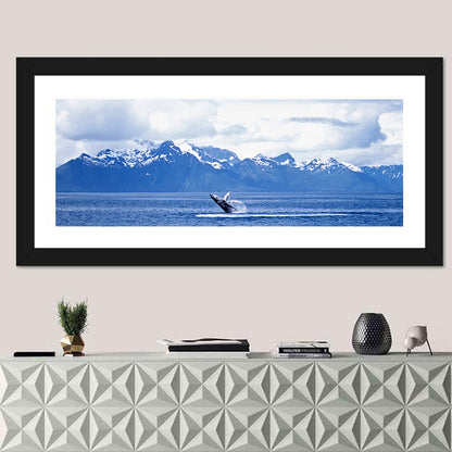 Humpback Whale with Snow Capped Mountains Wall Art