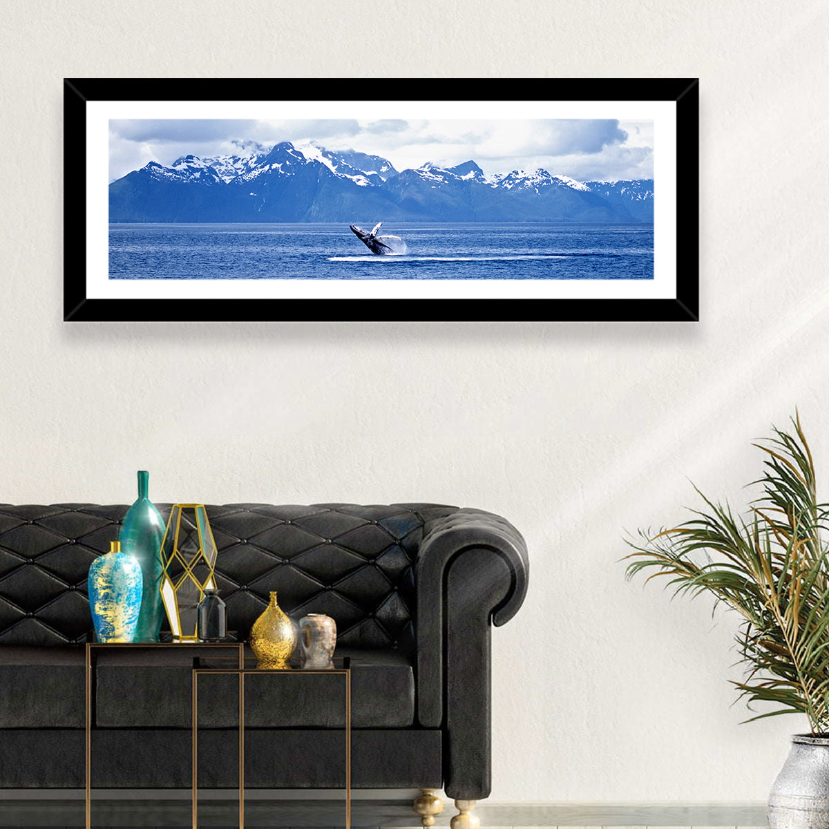 Humpback Whale with Snow Capped Mountains Wall Art