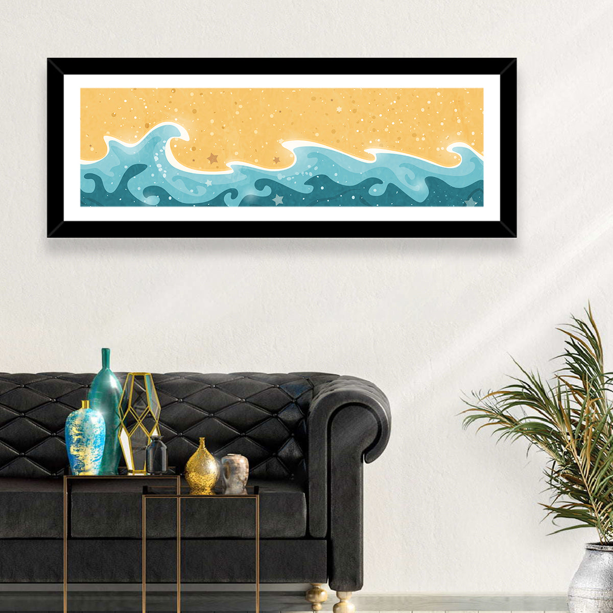 Whimsical Starry Waves Abstract Wall Art