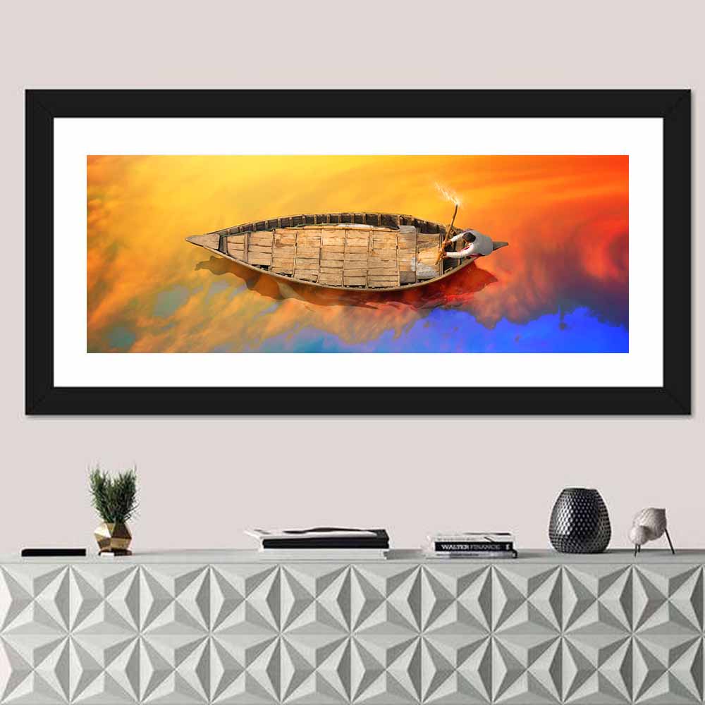 Sunset Rowboat from Above Wall Art