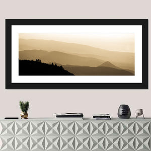 Foggy Mountains Sunset Wall Art