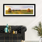 Haystacks at Sunset Fieldscape Wall Art