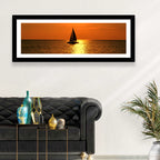 Sailboat Silhouette at Golden Sunset Wall Art