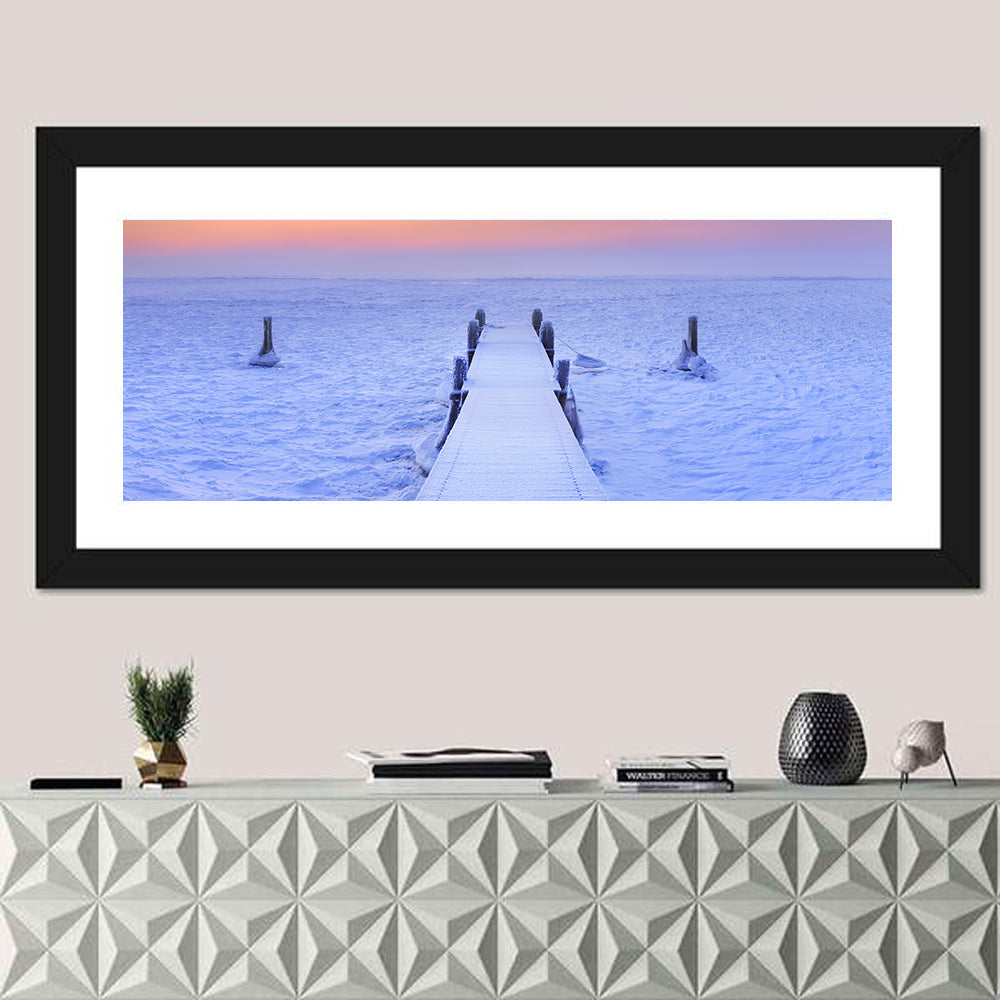 Frosted Jetty at Sunrise Wall Art