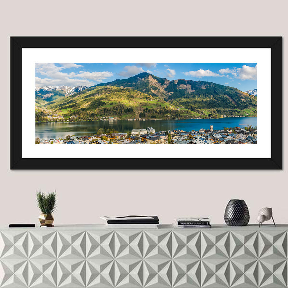 Zell Am See Lake View Wall Art in a room, panoramic
