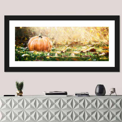 Autumn Pumpkin in Golden Foliage Wall Art
