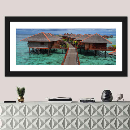 Overwater Bungalows Boardwalk Over Turquoise Sea Wall Art