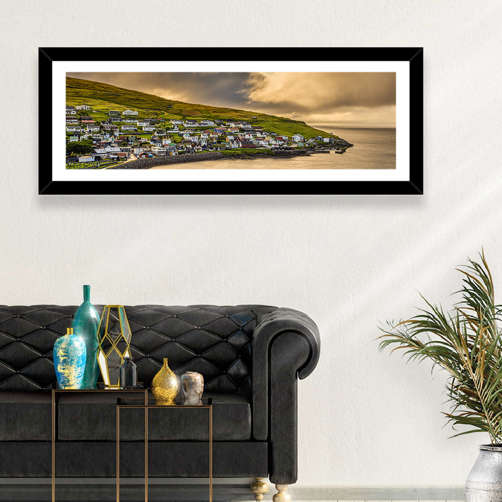 Coastal Village at Golden Hour Wall Art