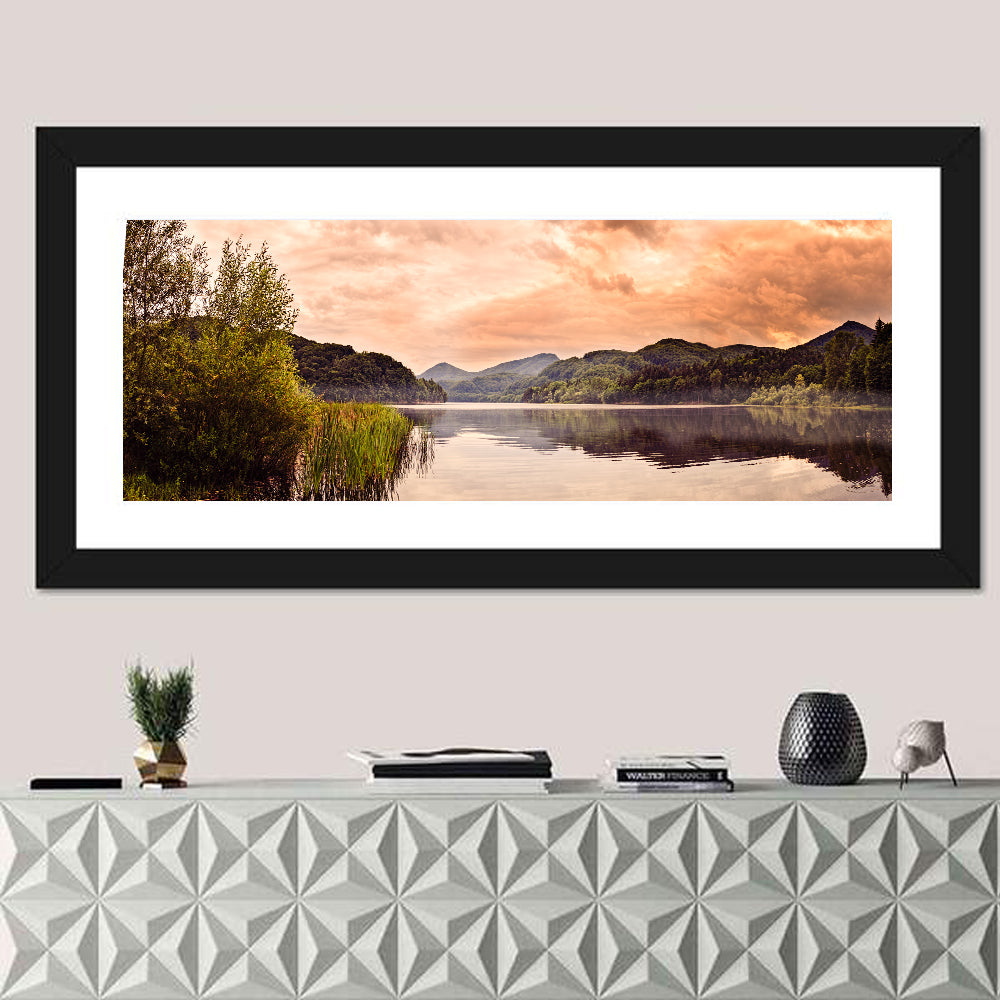 Cloudy Lake at Golden Hour Wall Art