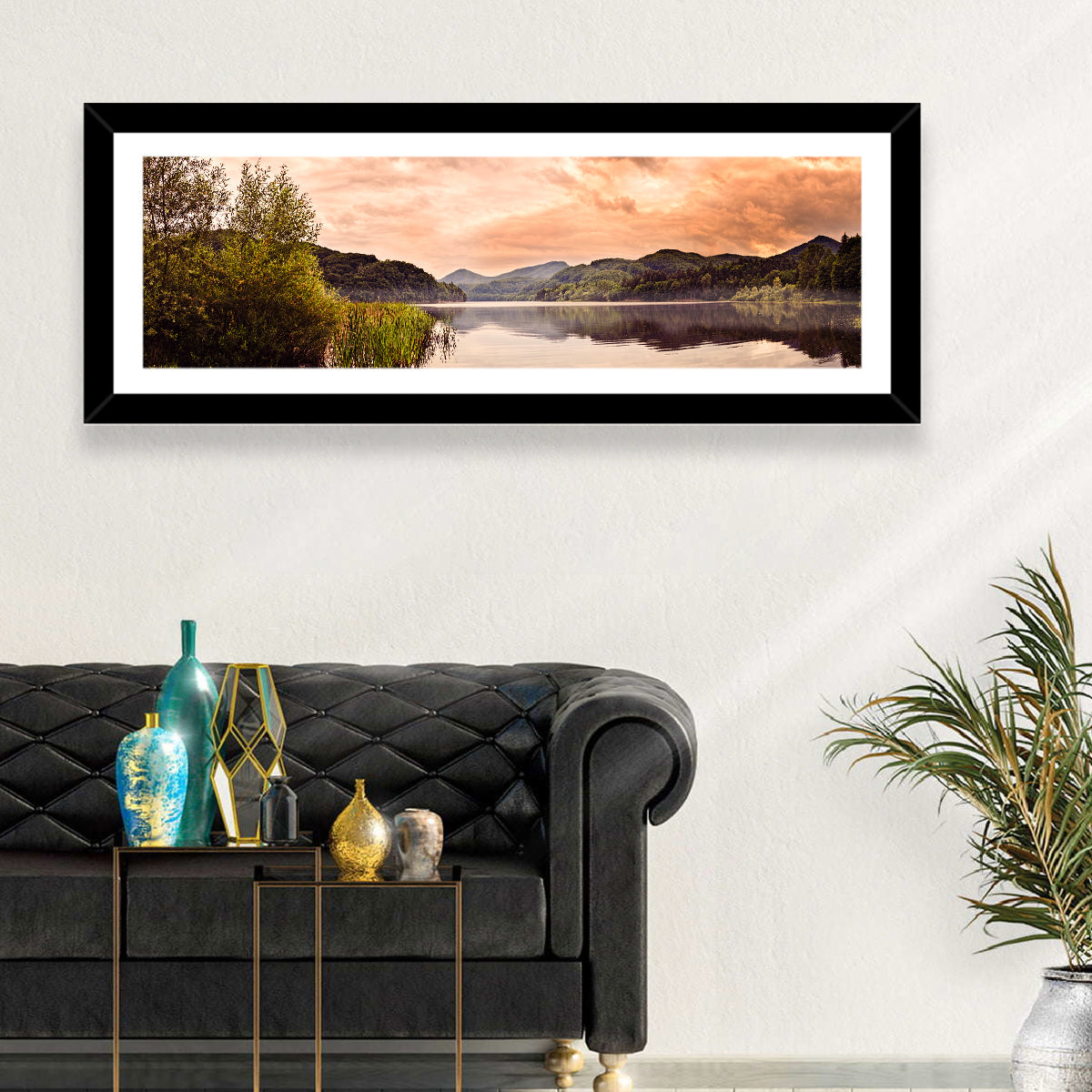 Cloudy Lake at Golden Hour Wall Art