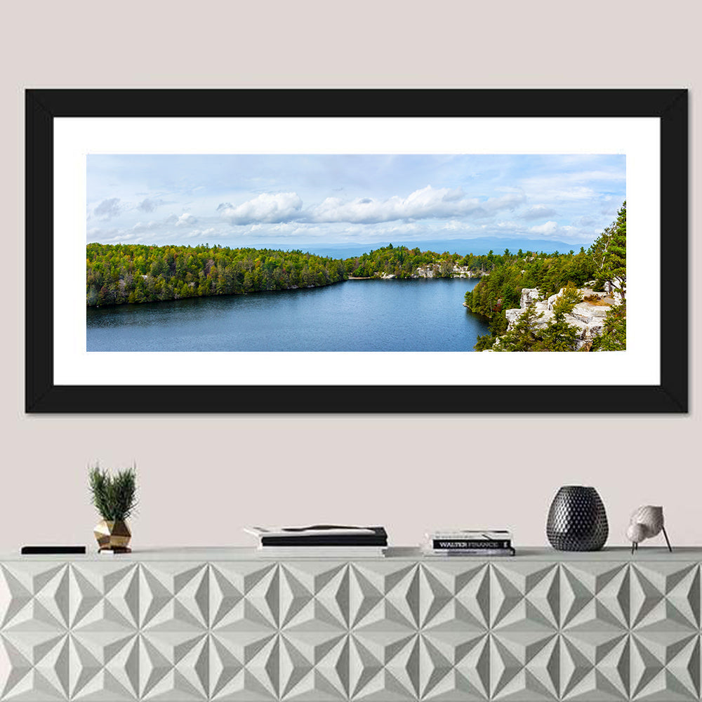 Lake Minnewaska Landscape Wall Art in a room, panoramic