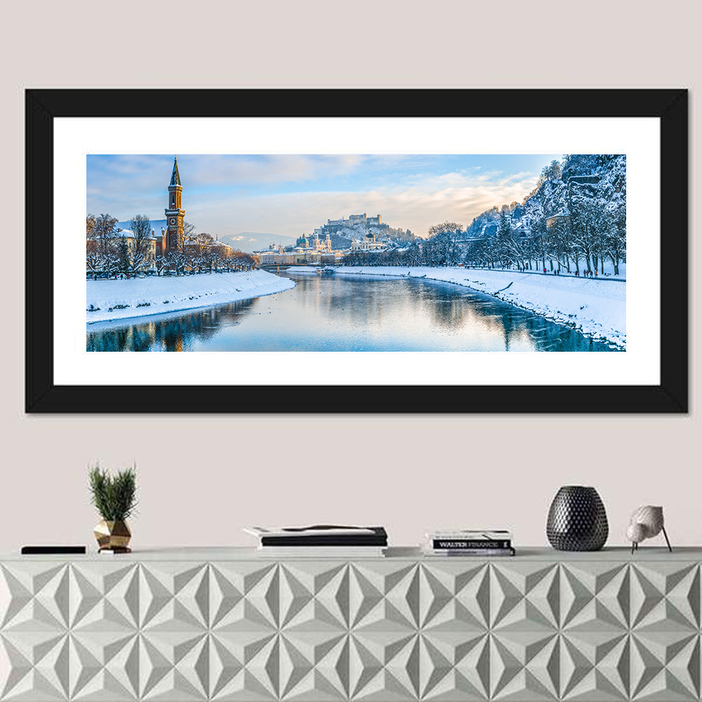 Salzach River, Salzburg Wall Art in a room, panoramic
