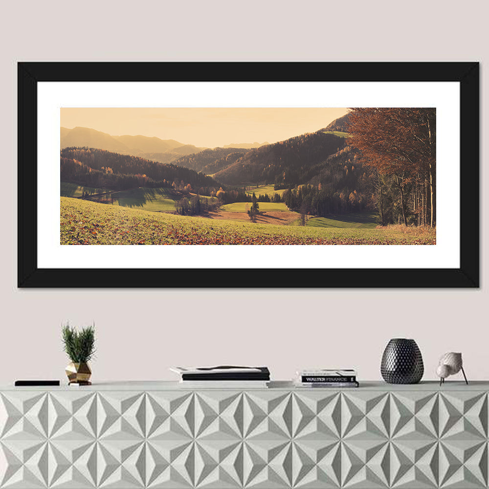 Stodertal Valley Wall Art in a room, panoramic
