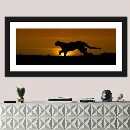 Cougar Silhouette at Sunset Wall Art