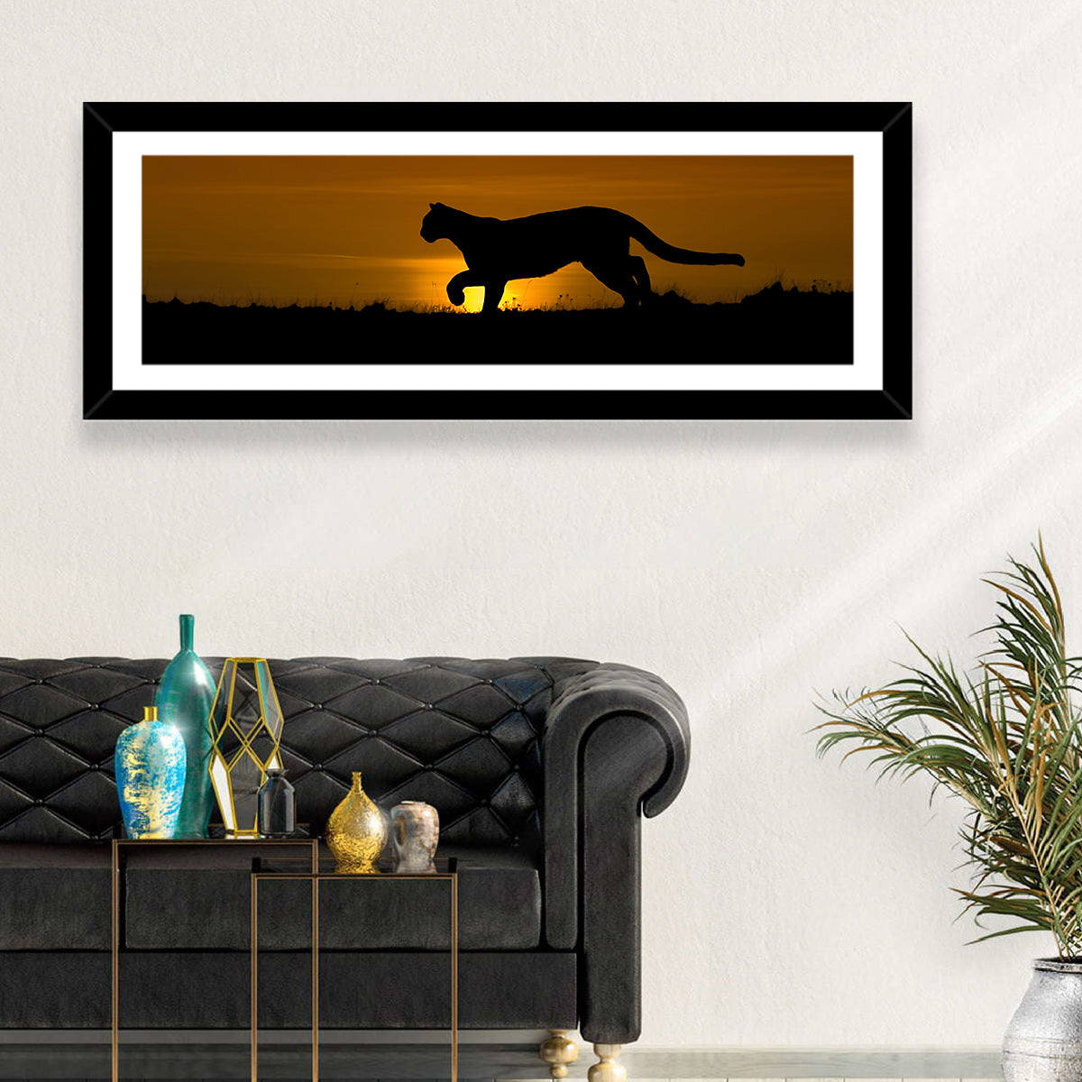 Cougar Silhouette at Sunset Wall Art