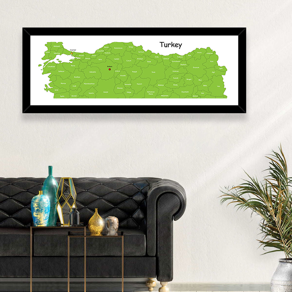 Turkey Map with Province Labels Wall Art