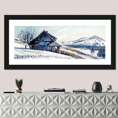 Snowy Mountain Cabin Wall Art