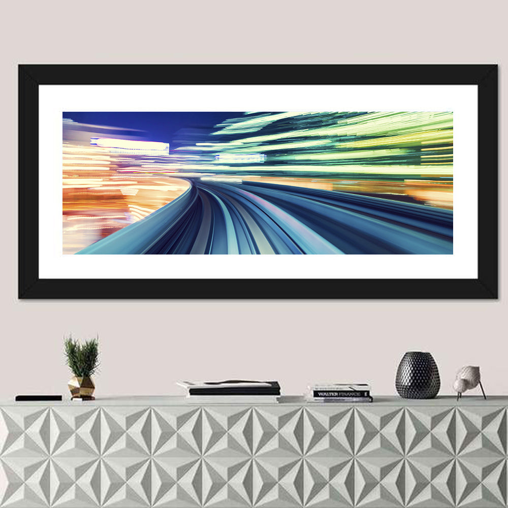 Curved Monorail Light Trails Wall Art