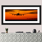Airplane Landing at Sunset Wall Art
