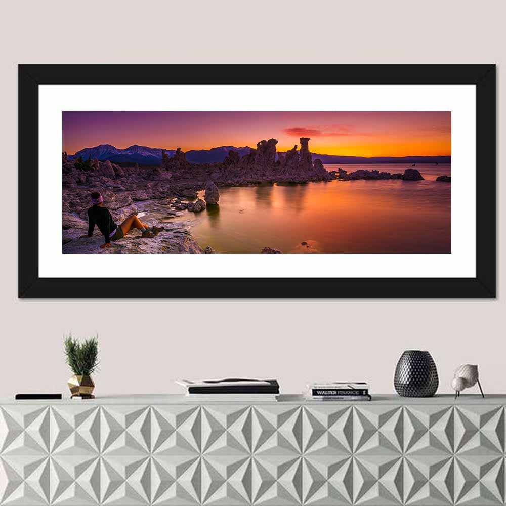 Mono Lake Sunset, Lee Vining Wall Art in a room, panoramic