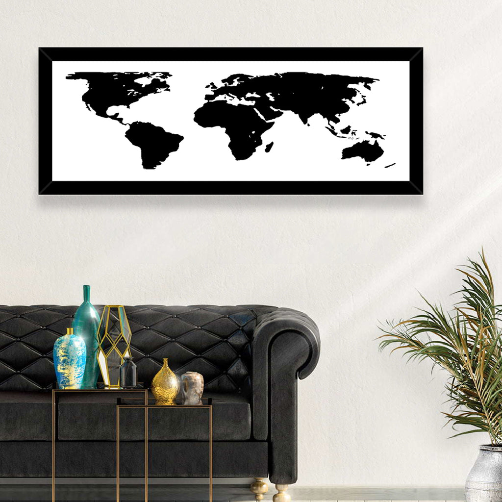 Minimalist Black World Map Wall Art