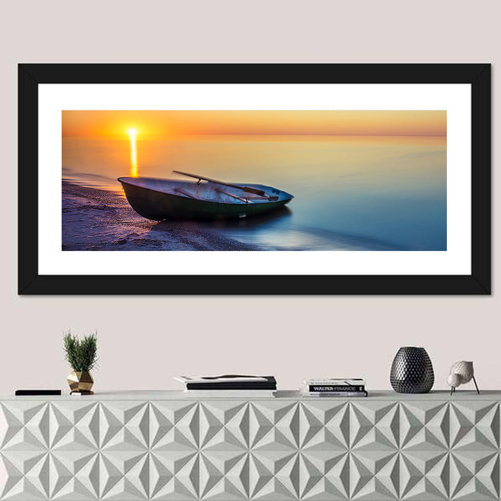 Rowboat Sunrise Seascape Wall Art
