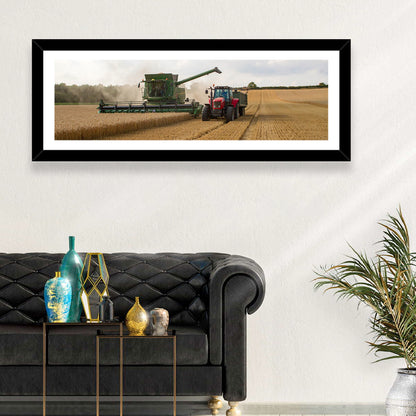 Wheat Harvest with Combine and Tractor Wall Art