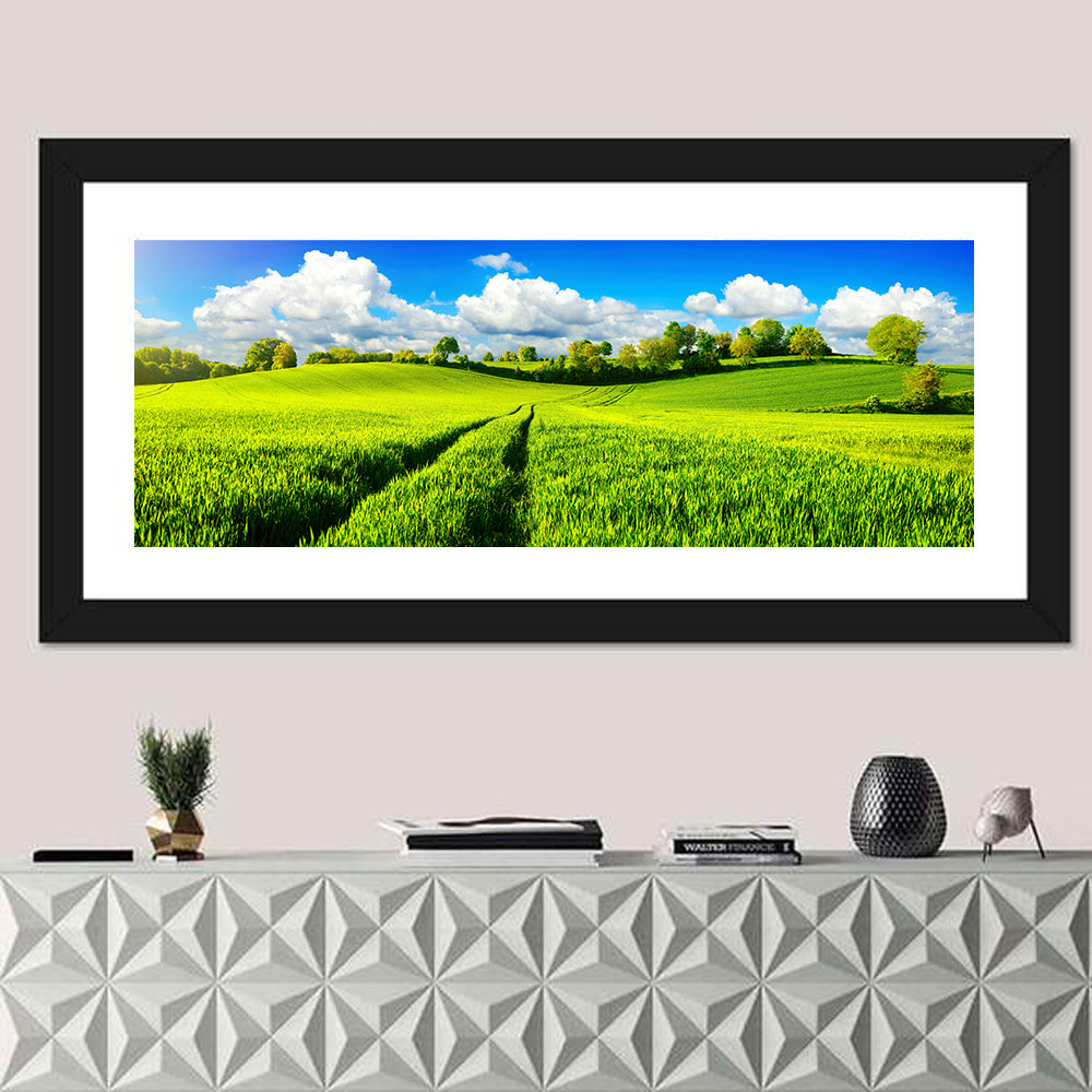 Tractor Tracks Through Green Rolling Hills Wall Art