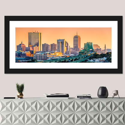 Tobin Bridge to Boston Skyline at Golden Hour Wall Art