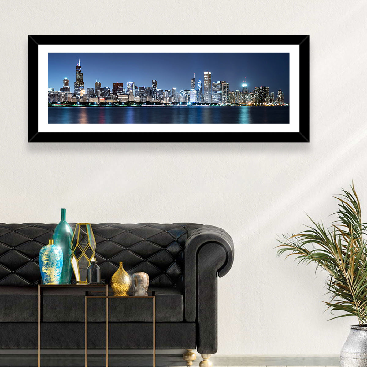 Chicago Night Skyline Wall Art