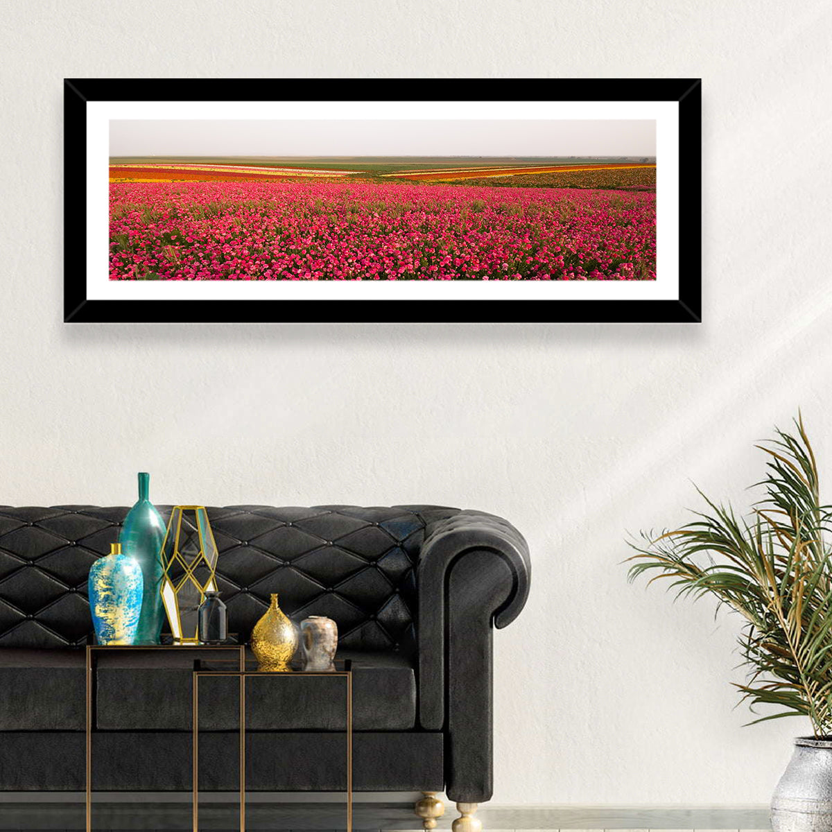 Pink Ranunculus Flower Field Wall Art