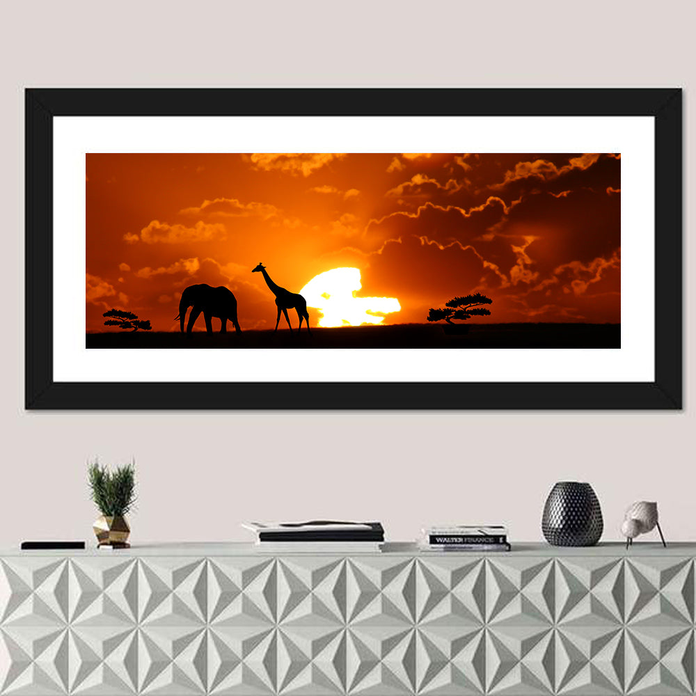 Safari Sunset Silhouettes Wall Art