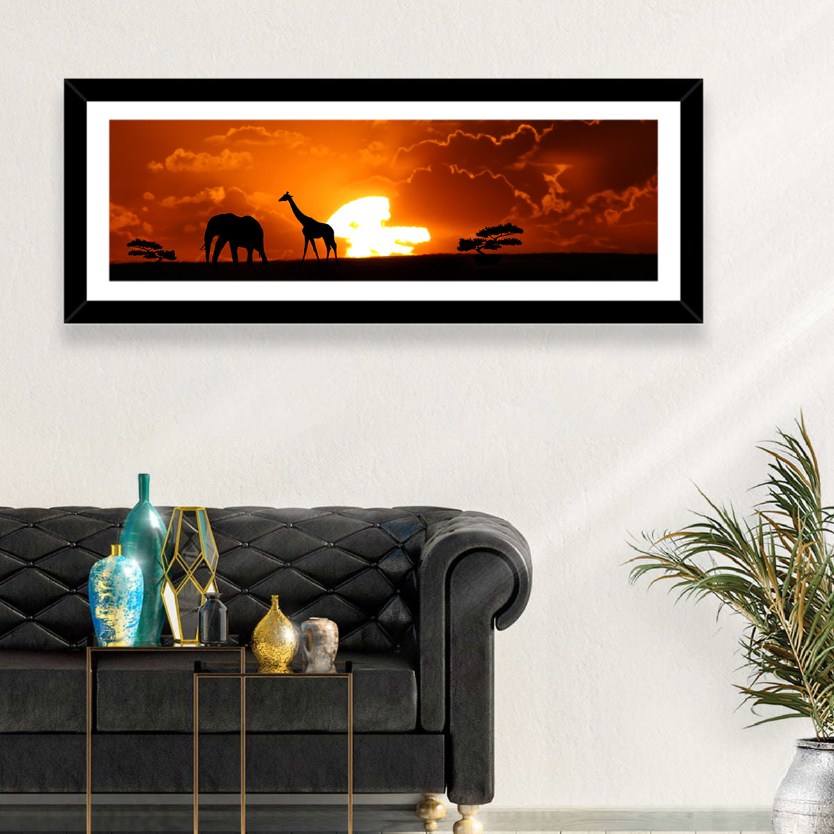 Safari Sunset Silhouettes Wall Art