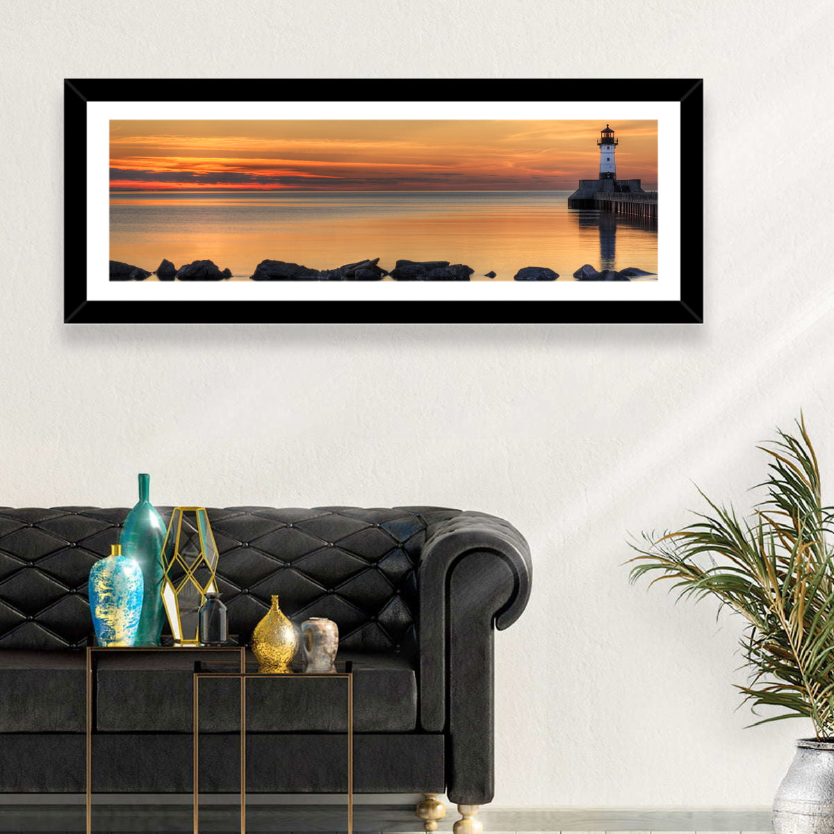 Duluth North Pier Lighthouse Sunset Wall Art