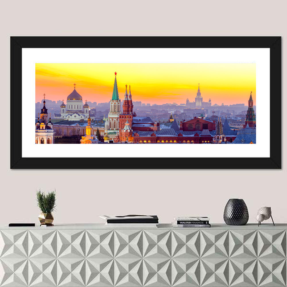 Moscow Kremlin at Golden Hour Wall Art in a room, panoramic